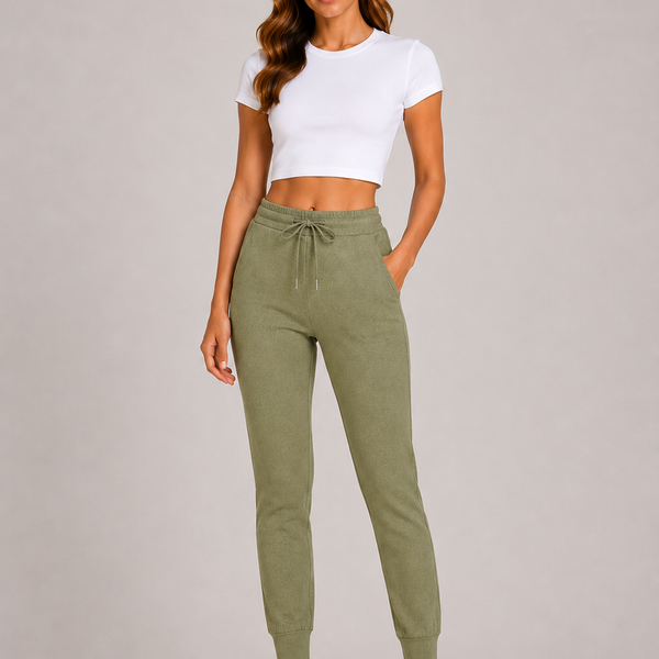 Ladies Everyday Comfort Fit Soft Touch Joggers (Sage Green)