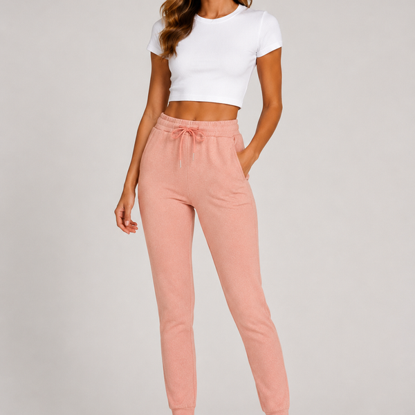 Ladies Everyday Comfort Fit Soft Touch Joggers (Soft Pink)