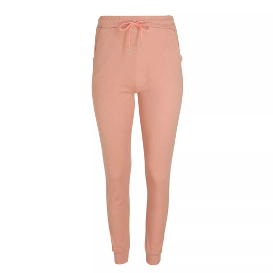 Ladies soft pink soft touch joggers with drawstring waist and cuffed ankles stylish loungewear trousers