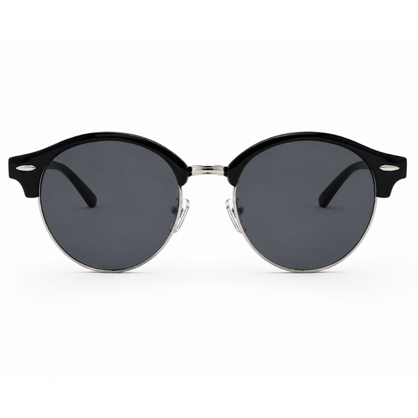 Half Frame Retro Sunglasses - Black/Silver