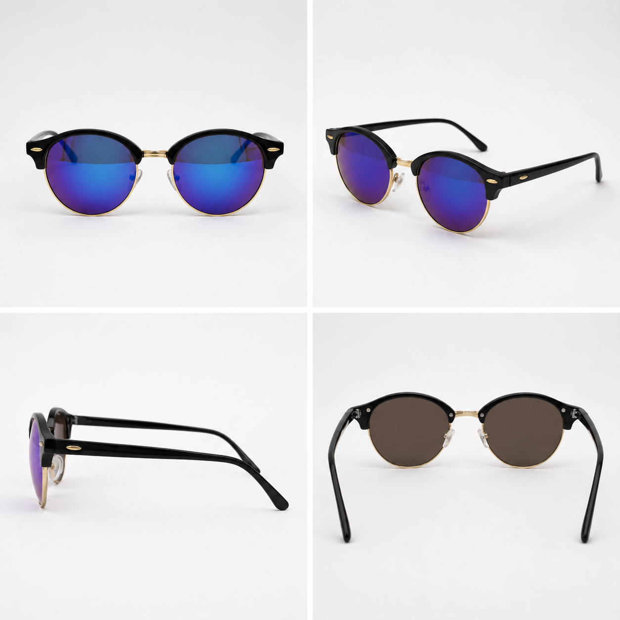 Retro clubmaster sunglasses with UV400 protection and category 3 lenses
