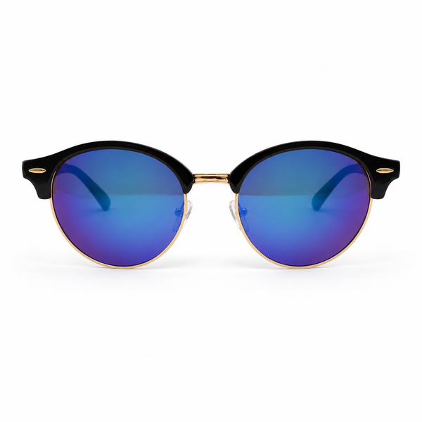 Half Frame Retro Sunglasses - Black/Gold