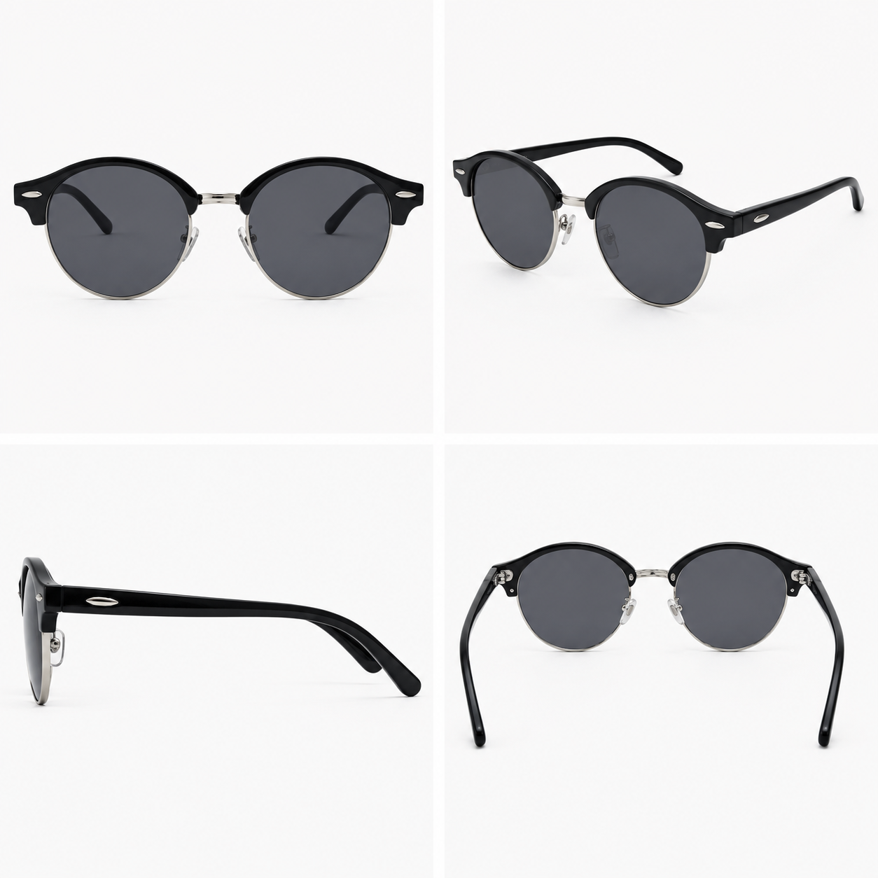 Retro clubmaster sunglasses with UV400 protection and category 3 lenses