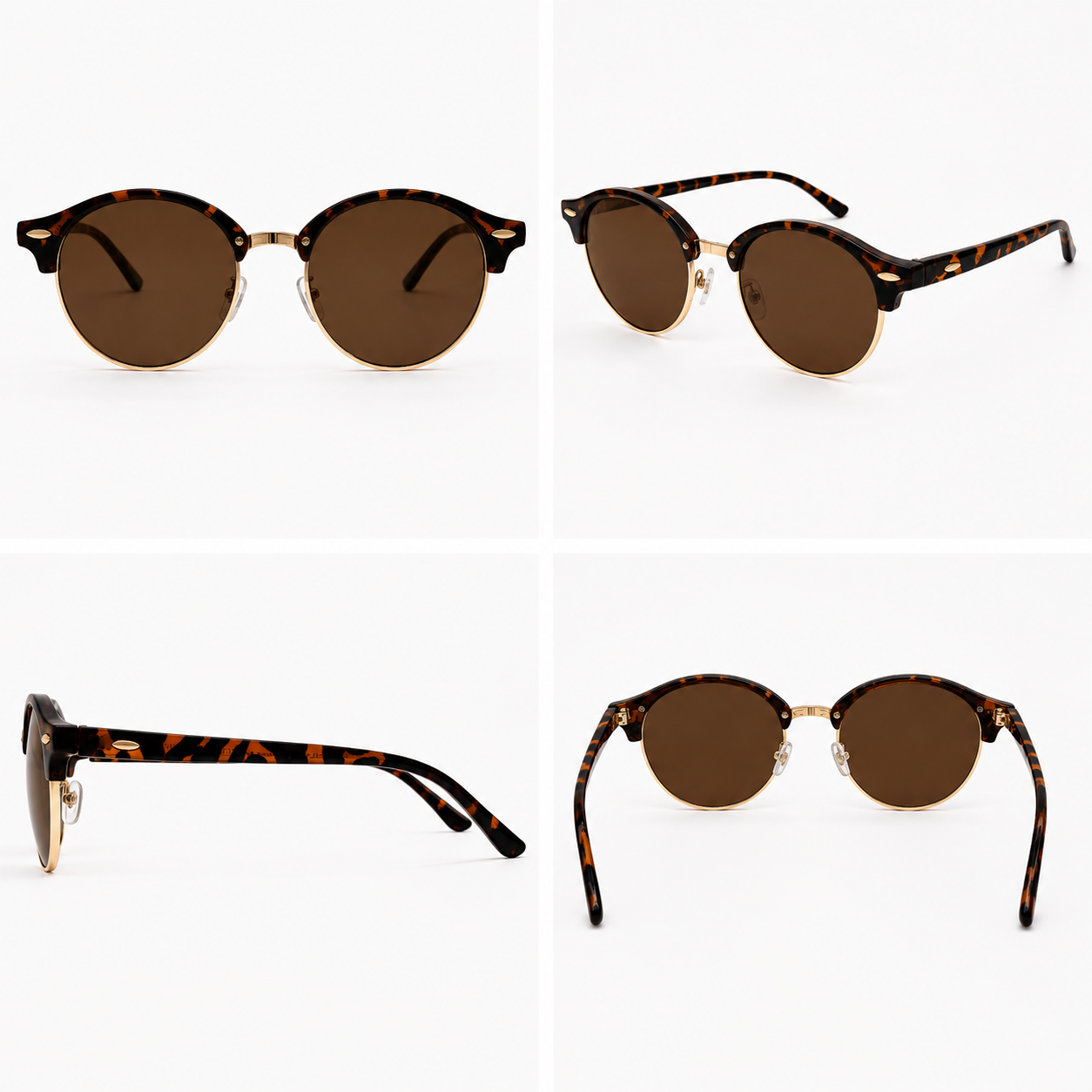 Retro clubmaster sunglasses with UV400 protection and category 3 lenses