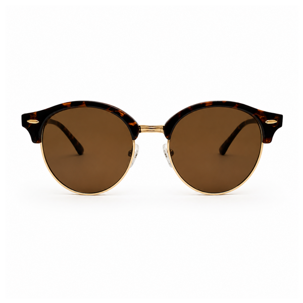 Half Frame Retro Sunglasses - Tortoiseshell/Gold