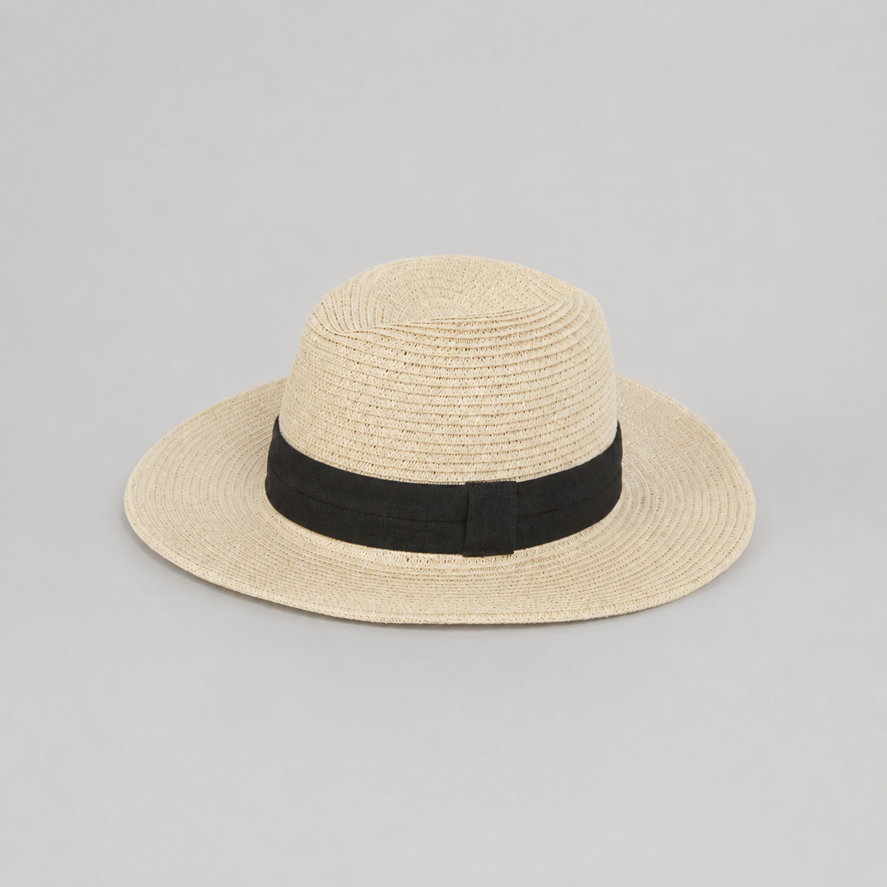 Nicky Adams classic Panama hat in natural straw colour with wide black band, lightweight and breathable sun protection