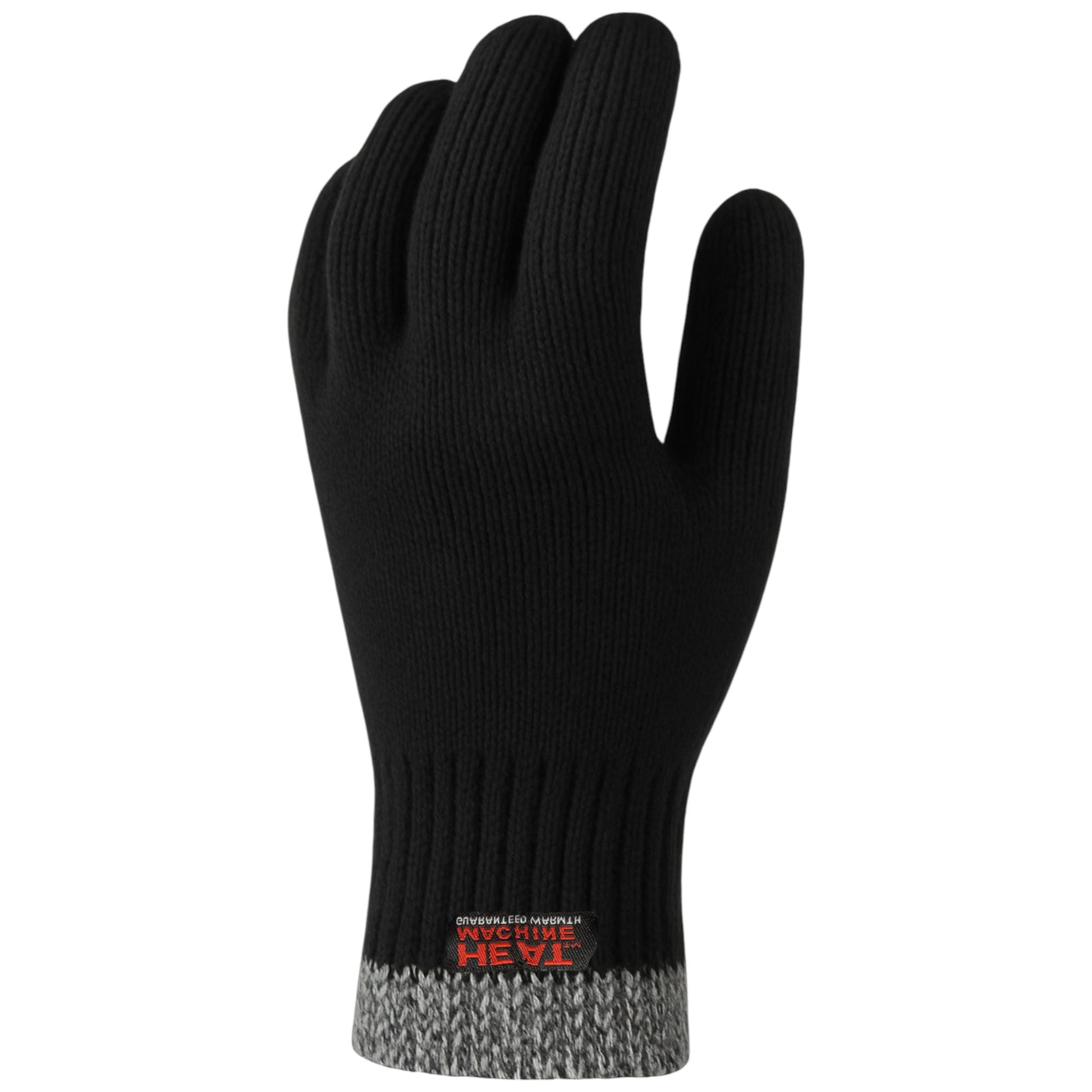 Heat Machine insulated men’s black gloves with grey cuffs for winter comfort