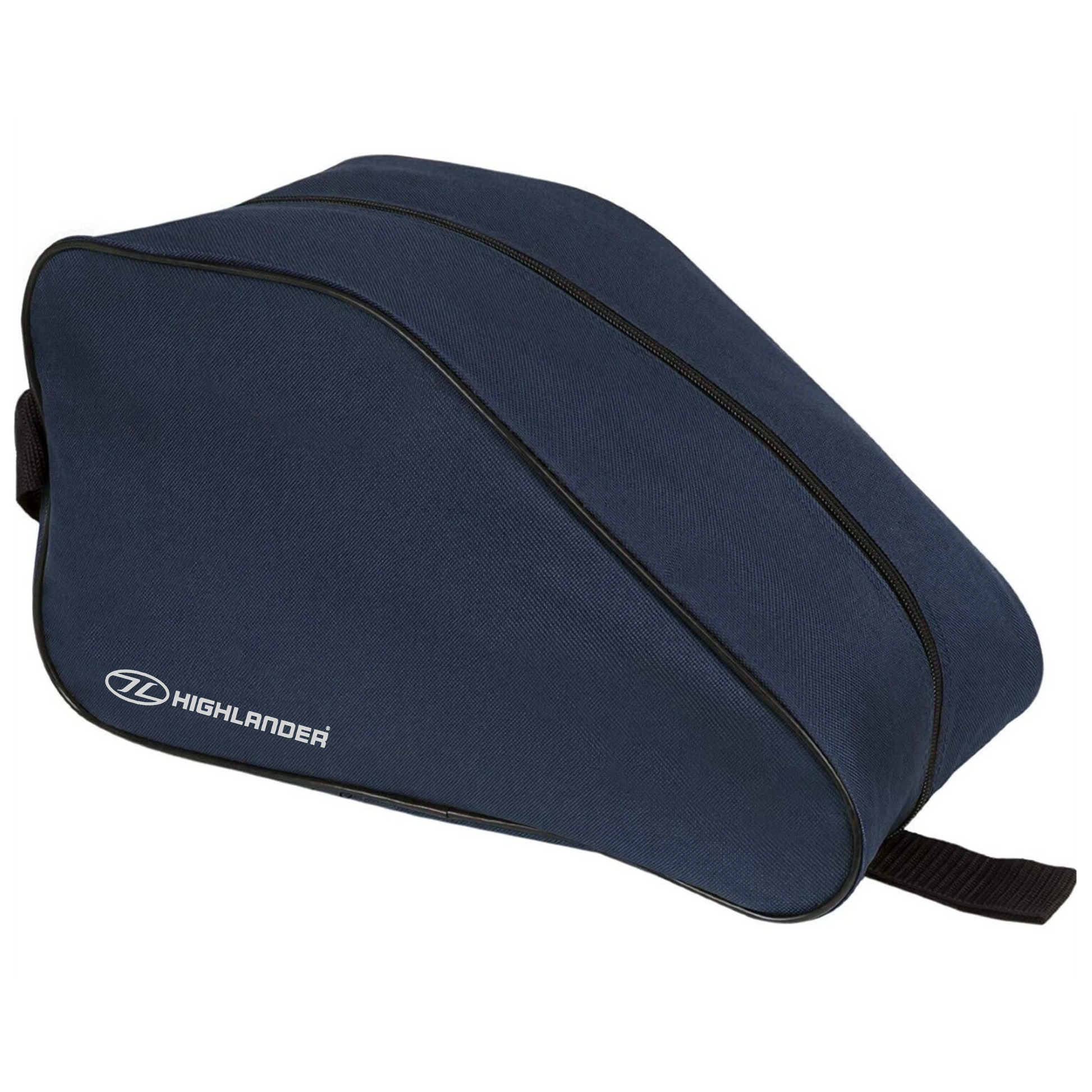 navy Highlander boot bag for travel shoe storage with zip opening