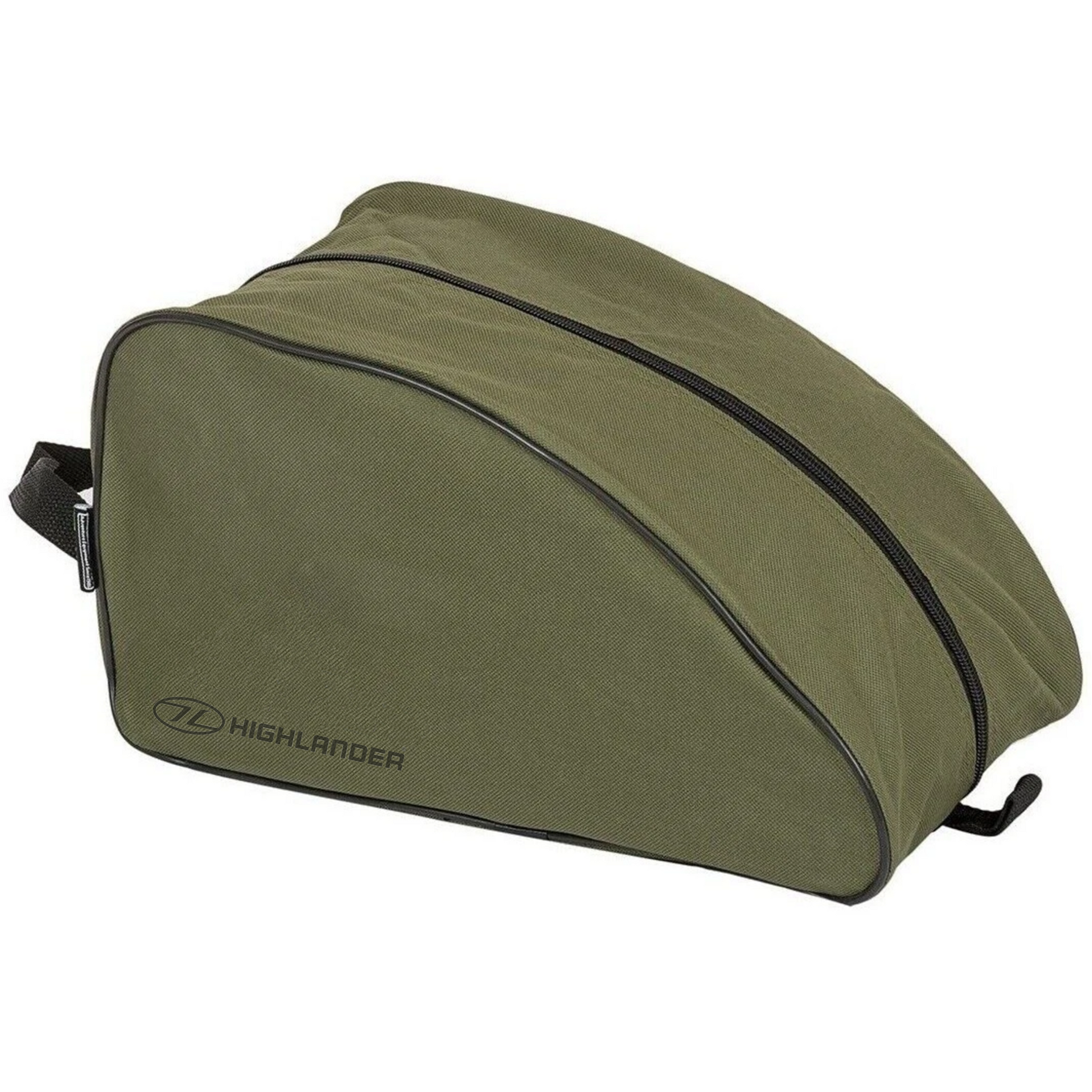 olive Highlander boot bag for travel shoe storage with zip opening
