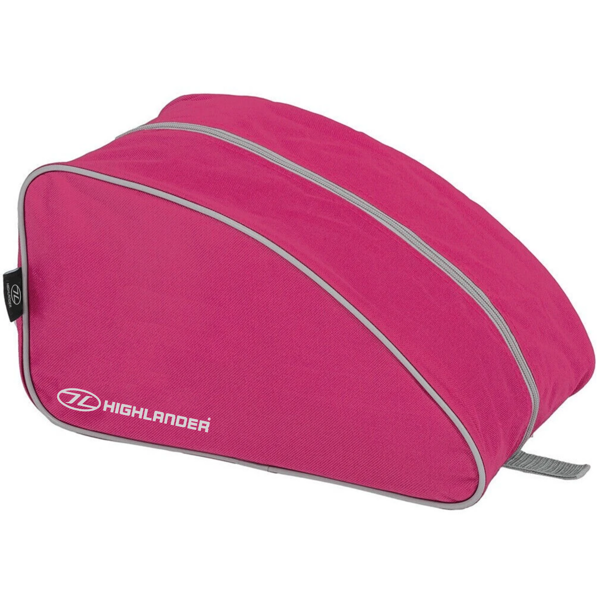 pink Highlander boot bag for travel shoe storage with zip opening