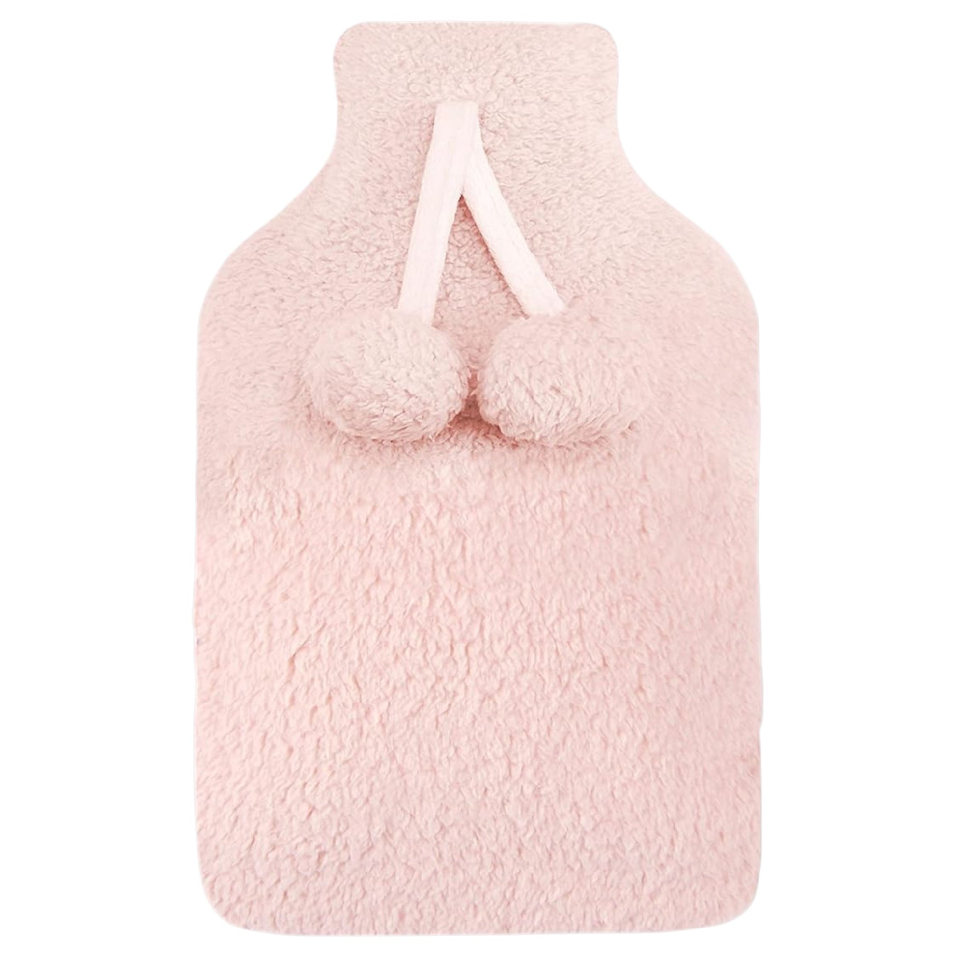 Elite Heat hot water bottle with removable plush cover, perfect for winter in blush pink