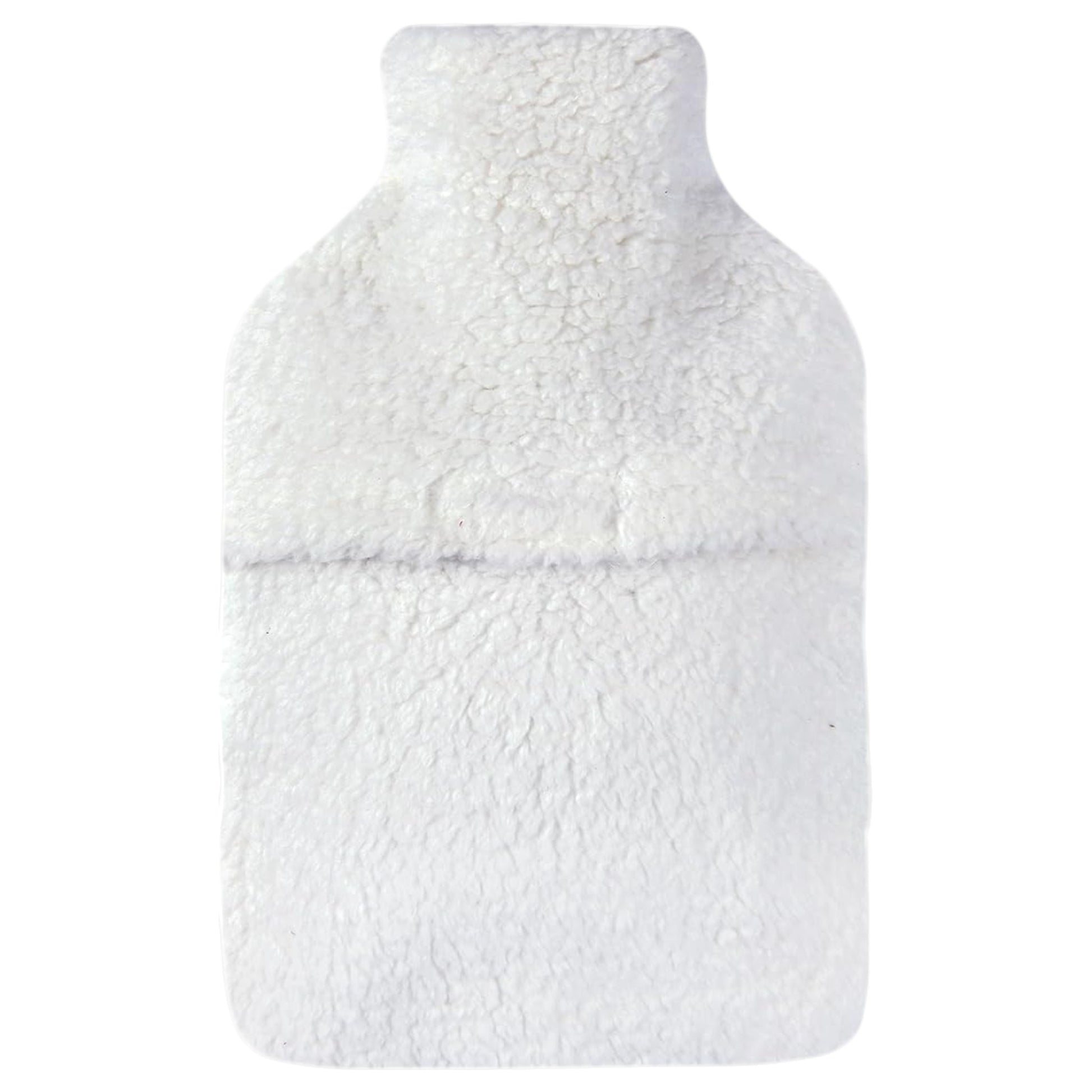 Elite Heat hot water bottle with removable plush cover, perfect for winter in cream white