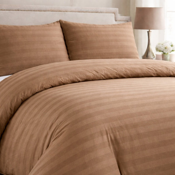 Hotel Collection Beige Satin Stripe Duvet Set