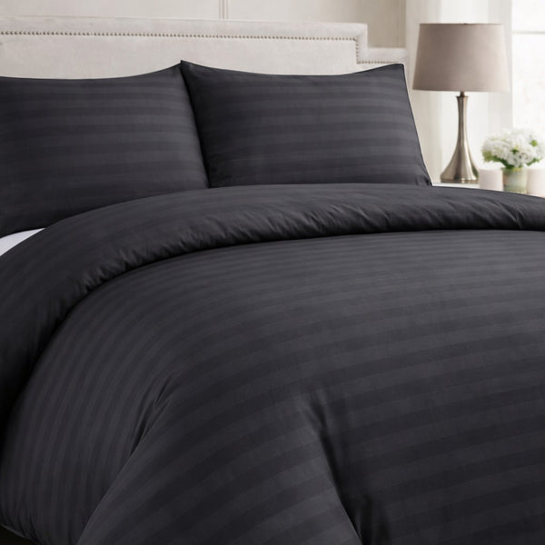 Hotel Collection Grey Satin Stripe Duvet Set