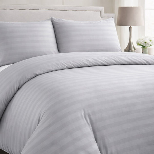 Hotel Collection Silver Satin Stripe Duvet Set