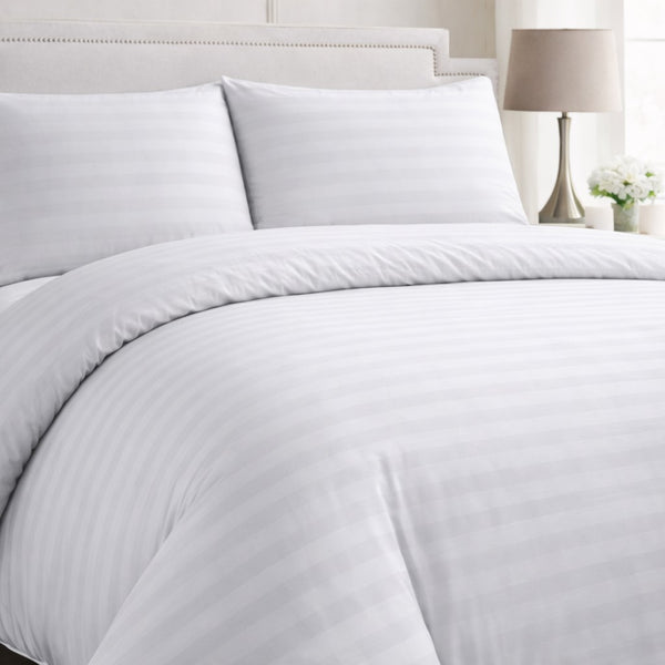 Hotel Collection White Satin Stripe Duvet Set