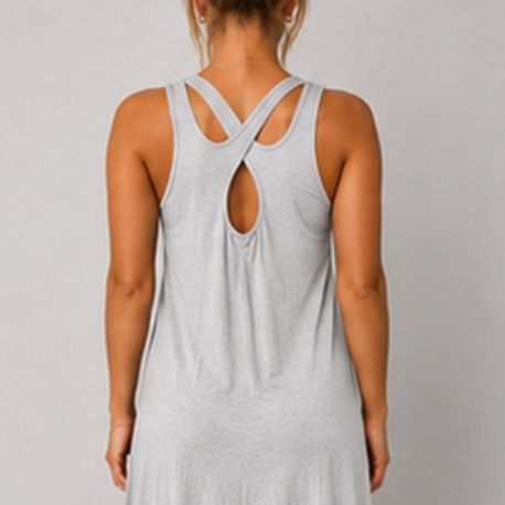 Women's Cross Back Swing Dress – Sleeveless Relaxed Fit Jersey Dress, One Size UK 8-14