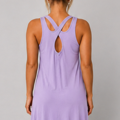 Women's Cross Back Swing Dress – Sleeveless Relaxed Fit Jersey Dress, One Size UK 8-14