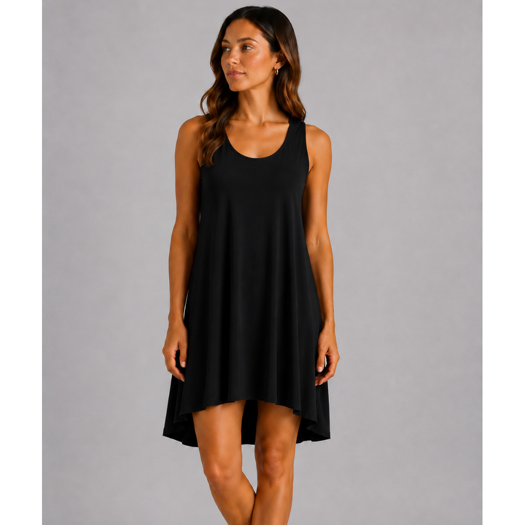 Women's Cross Back Swing Dress – Sleeveless Relaxed Fit Jersey Dress, One Size UK 8-14