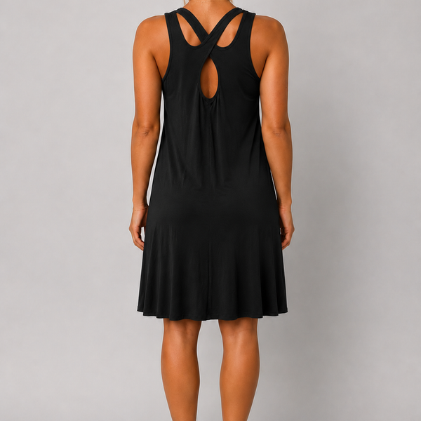 Italian Cross Back Dress (Black)
