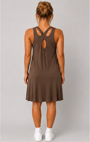 Italian Cross Back Dress (Brown)