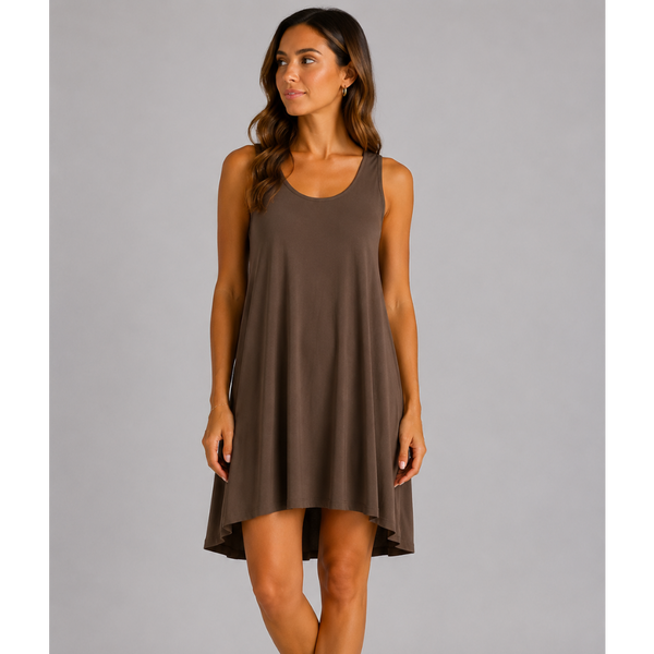 Italian Cross Back Dress (Brown)