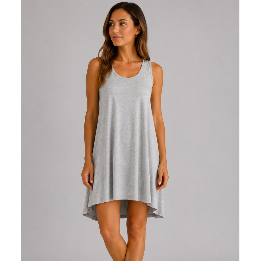 Women's Cross Back Swing Dress – Sleeveless Relaxed Fit Jersey Dress, One Size UK 8-14