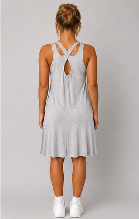 Women's Cross Back Swing Dress – Sleeveless Relaxed Fit Jersey Dress, One Size UK 8-14