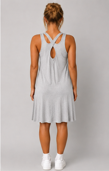 Italian Cross Back Dress (Grey)