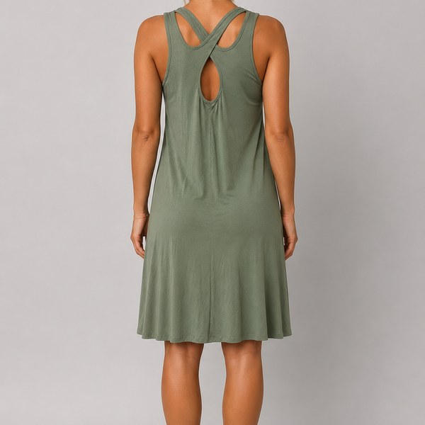 Italian Cross Back Dress (Khaki)