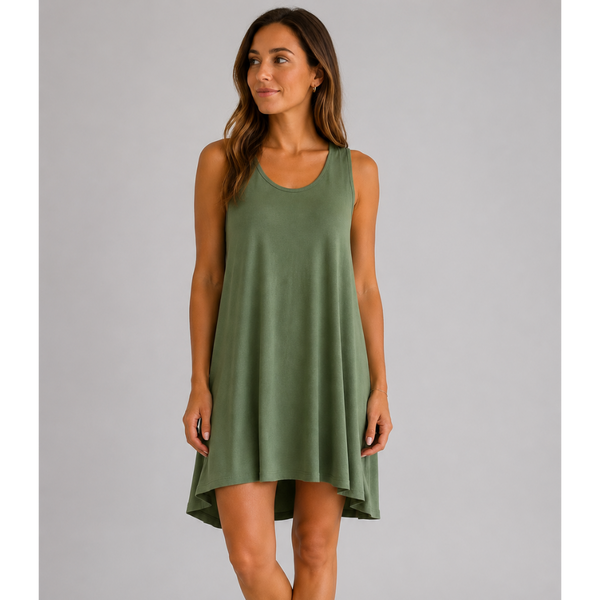 Italian Cross Back Dress (Khaki)