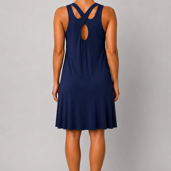 Italian Cross Back Dress (Navy)