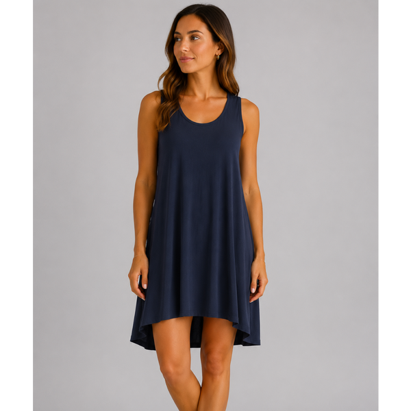 Italian Cross Back Dress (Navy)