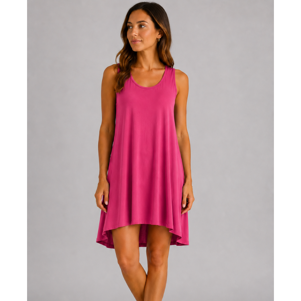 Women's Cross Back Swing Dress – Sleeveless Relaxed Fit Jersey Dress, One Size UK 8-14