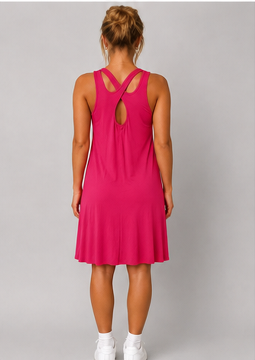 Women's Cross Back Swing Dress – Sleeveless Relaxed Fit Jersey Dress, One Size UK 8-14