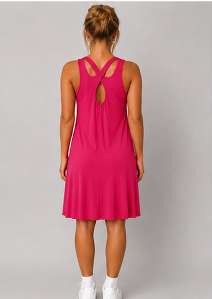 Italian Cross Back Dress (Pink)