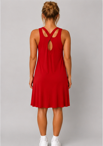 Italian Cross Back Dress (Red)