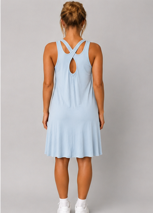Women's Cross Back Swing Dress – Sleeveless Relaxed Fit Jersey Dress, One Size UK 8-14