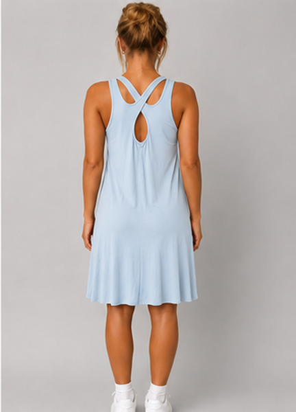 Italian Cross Back Dress (Sky Blue)