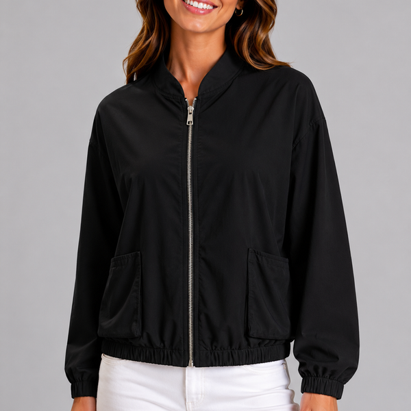 Italian Lightweight Zip Jacket (Black)