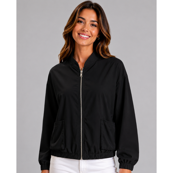 Italian Lightweight Zip Jacket (Black)