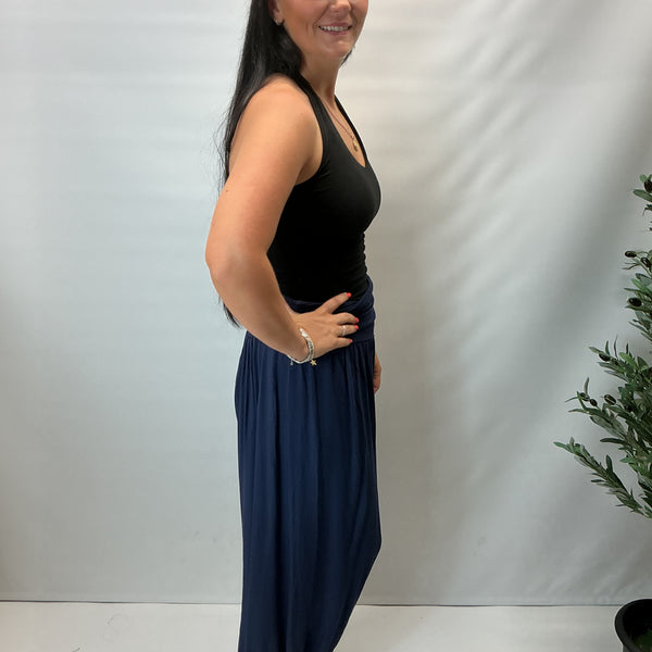 Italian Soft Touch Harem Trousers (Navy)