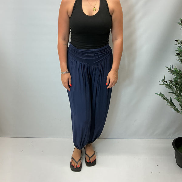 Italian Soft Touch Harem Trousers (Navy)