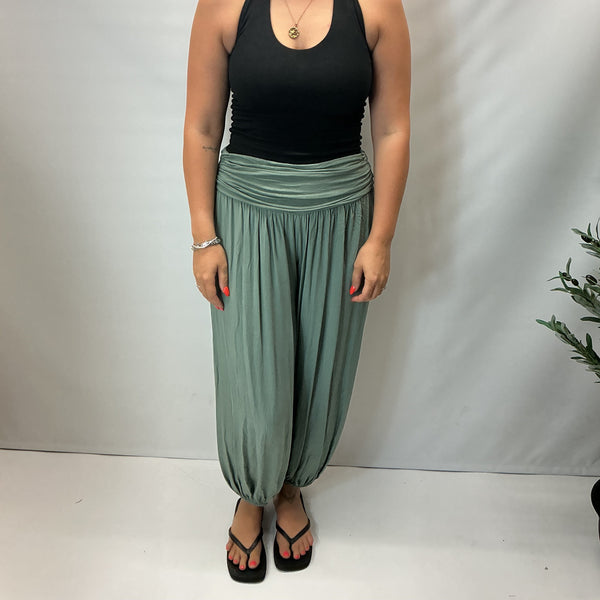 Italian Soft Touch Harem Trousers (Sage Green)