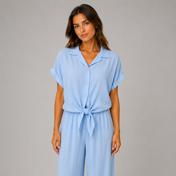 Italian Tie Front Lounge Set (Baby Blue)