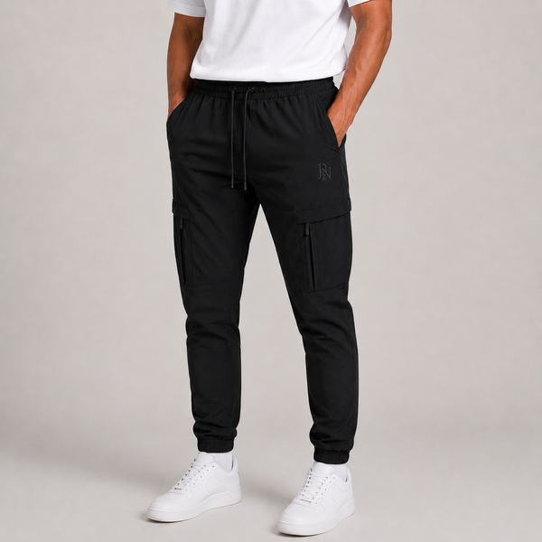 Men's JDN Branded Modern Cargo Trousers (Black)