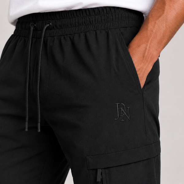 Men's JDN Branded Modern Cargo Trousers (Black)