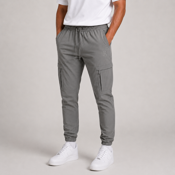 Men's JDN Branded Modern Cargo Trousers (Grey)