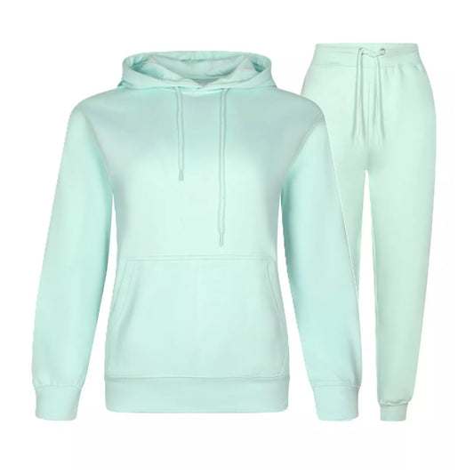 Ladies JDN branded plain baby blue tracksuit set with hoodie and joggers – casual loungewear for women