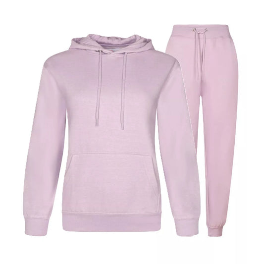 Ladies JDN branded plain lilac purple tracksuit set with hoodie and joggers – casual loungewear for women